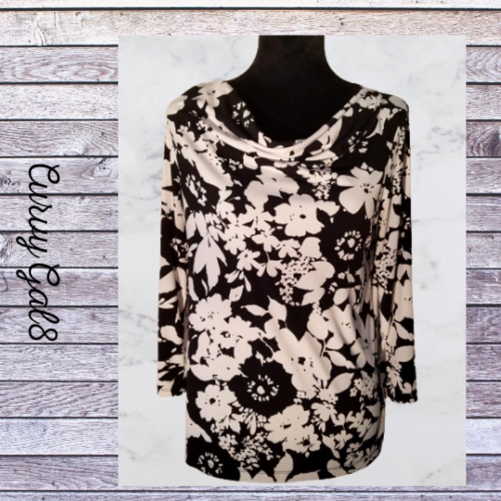🔥 Last Chance 🔥 Jones New York Signature Black& White Floral Top L
